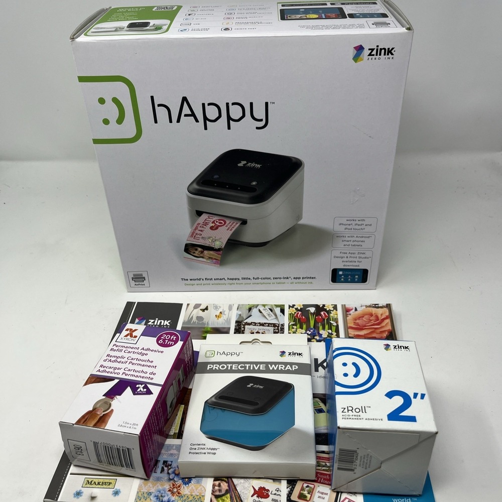 Wireless Zink Happy Smart App Printer Zero Ink Technology iPhone / Android NEW
